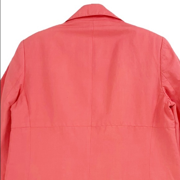 Cotton Silk Linen Blend Woman’s Blazer Coral Color by Trevan Warm Weather Blazer - Picture 7 of 16